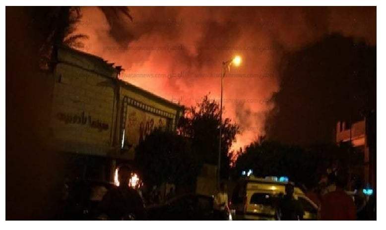 حريق شركة الصوت و الضوء في شارع الهرم