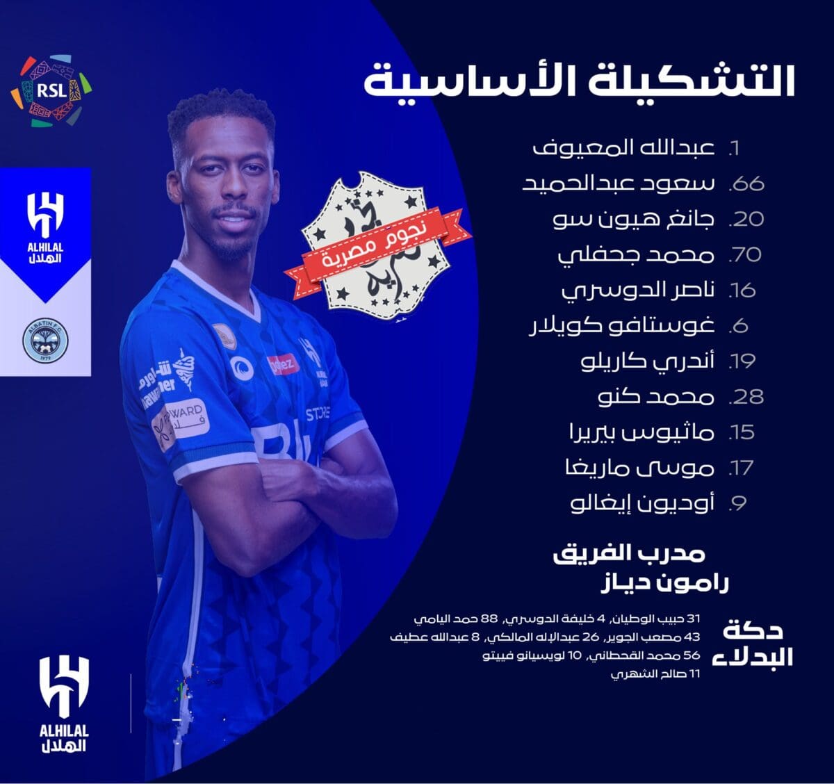 تشكيلة الهلال في مواجهة الباطن في الدوري السعودي للمحترفين