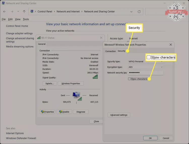 طريقة معرفة الرقم السري لشبكة الواي في ويندوز 11 من الإعدادات 