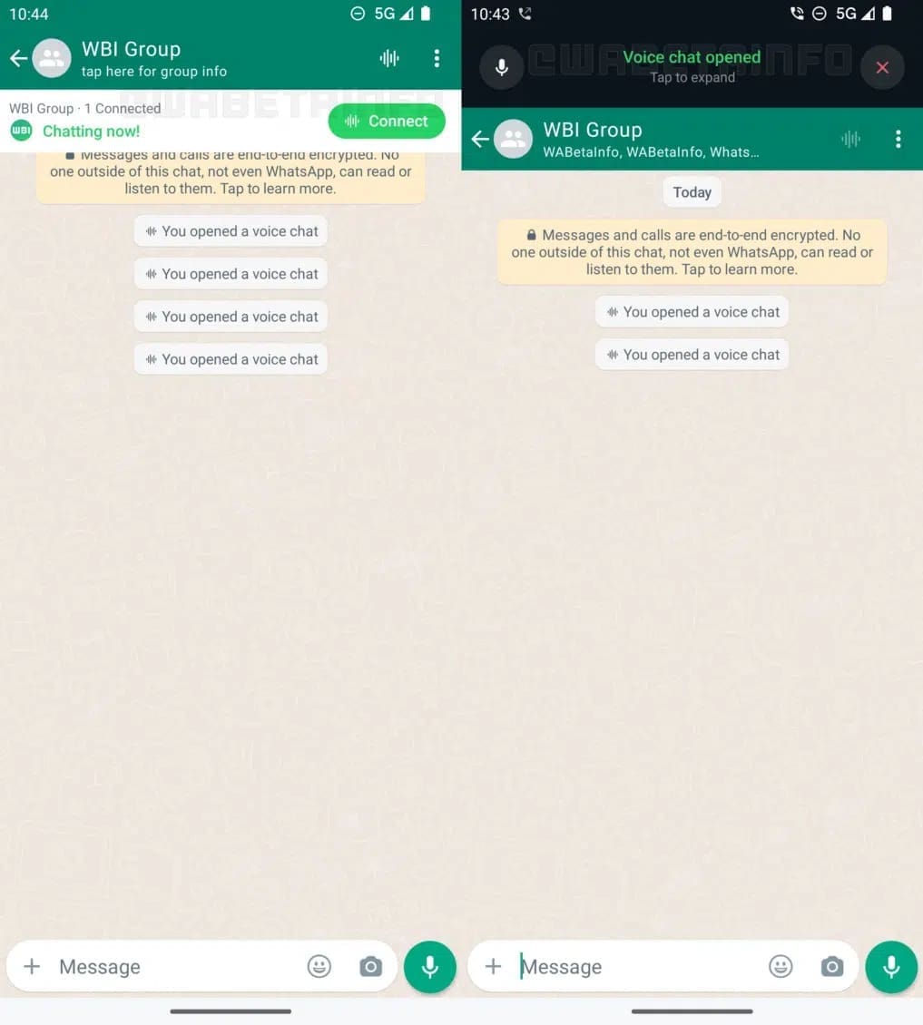 whats app audio chat