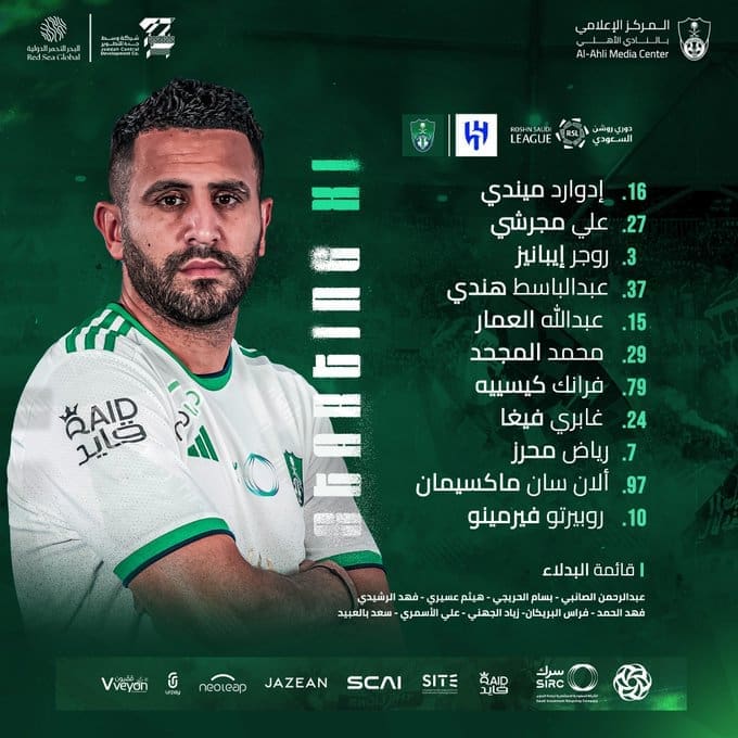 تشكيلة أهلي جدة لمواجهة الهلال - مصدر الصورة: حساب أهلي جدة على تويتر