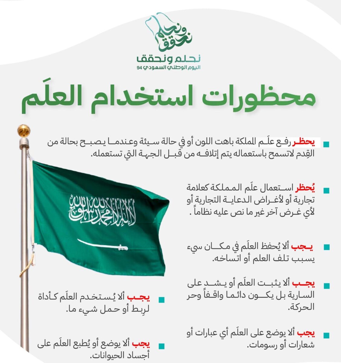 السعودية تحدد محظورات لاستخدام العلم السعودي